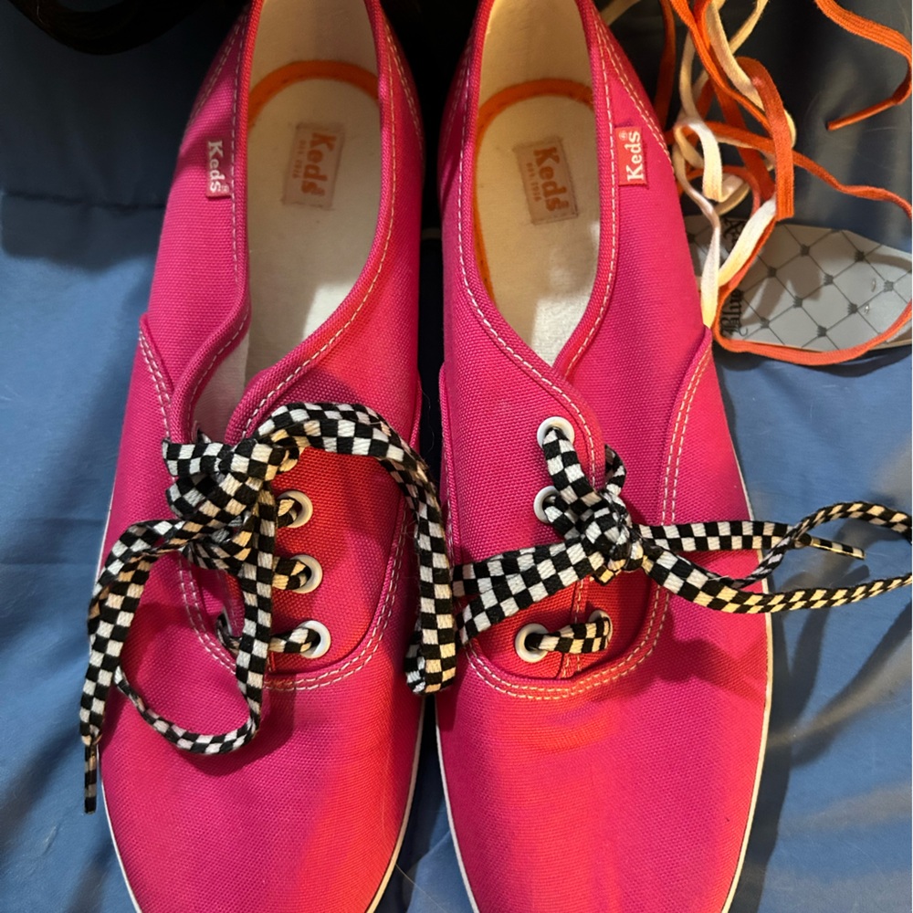 Keds Pink Sneakers with Checkered Laces